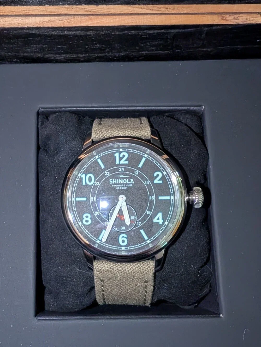 Shinola 42mm Traveler Watch Canvas Strap